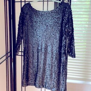Navy blue/dark gray sequined low back mini dress ZARA size M appears to fit 8-10
